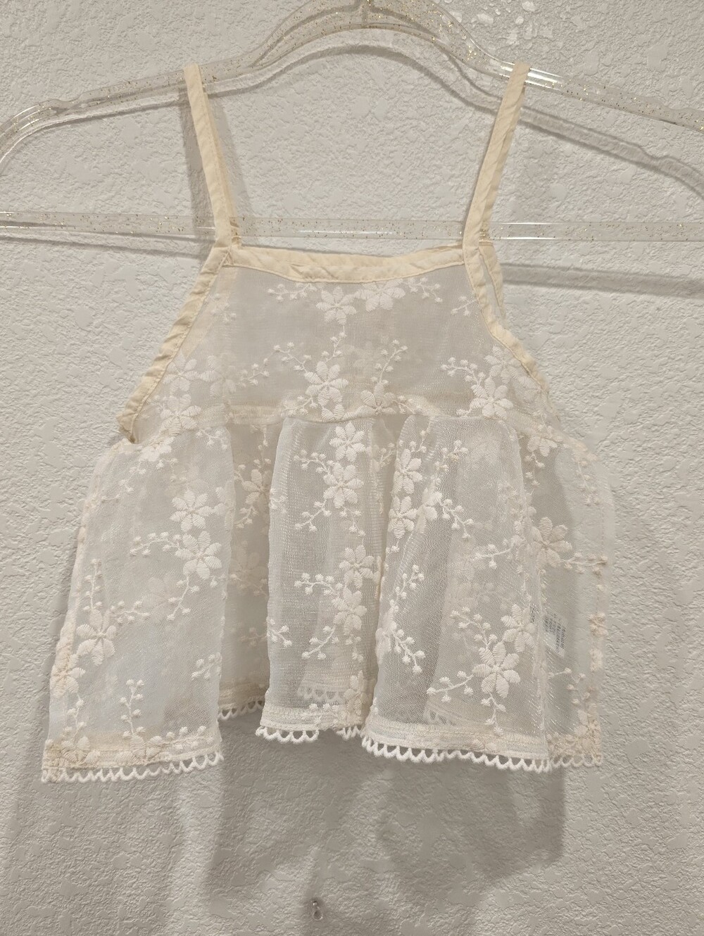 ivory sheer lace camisole top embroidered floral Kids 110/56 (4-5)